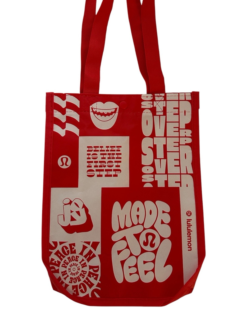 lululemon athletica Red Graphic Tote with White Text smaller size